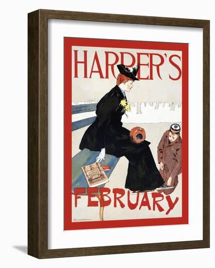 Harper's February-Edward Penfield-Framed Art Print