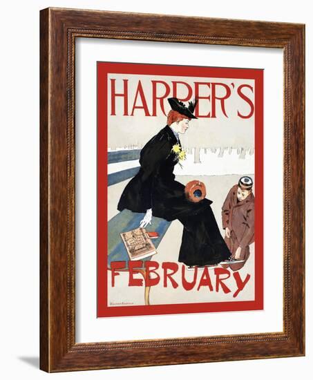 Harper's February-Edward Penfield-Framed Art Print