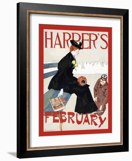 Harper's February-Edward Penfield-Framed Art Print