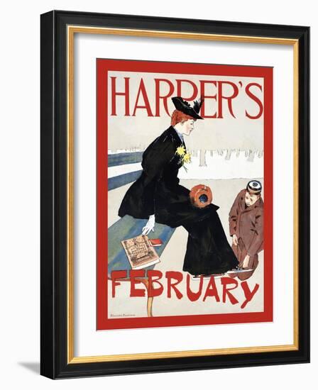 Harper's February-Edward Penfield-Framed Art Print