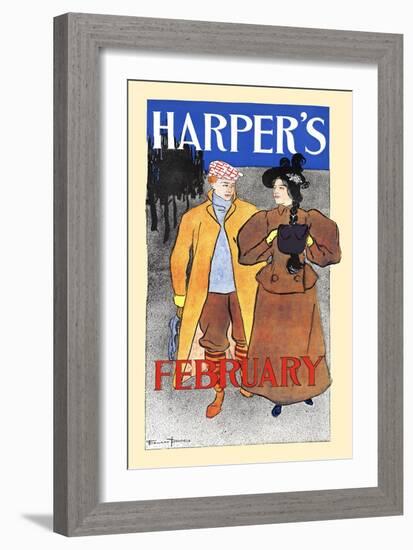 Harper's February-Edward Penfield-Framed Art Print