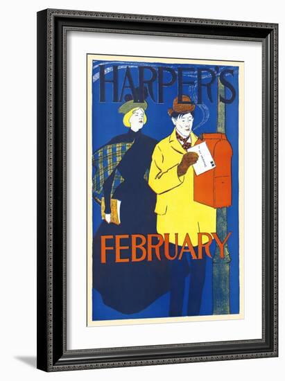 Harper's February-Edward Penfield-Framed Art Print