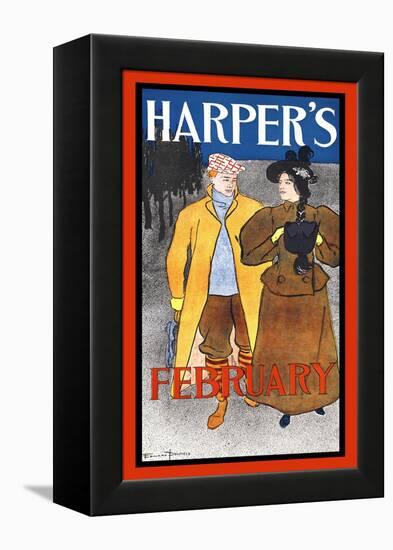 Harper's February-Edward Penfield-Framed Stretched Canvas