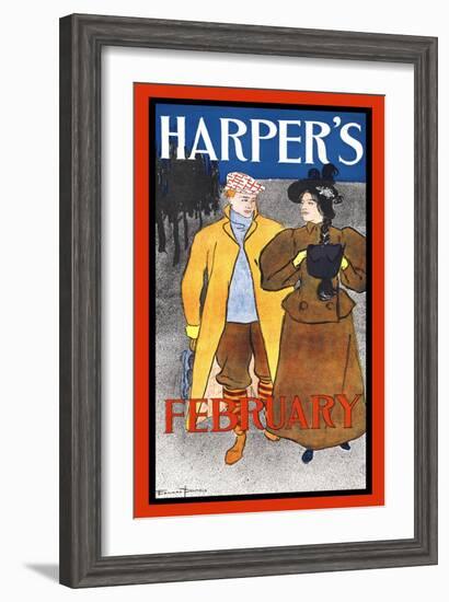 Harper's February-Edward Penfield-Framed Art Print