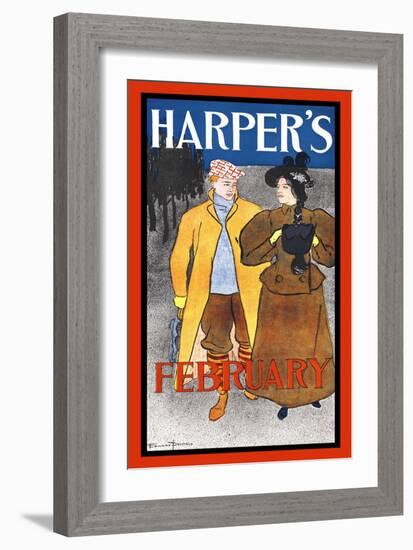 Harper's February-Edward Penfield-Framed Art Print