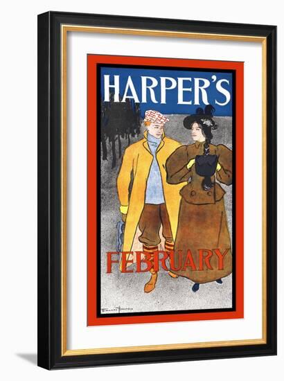 Harper's February-Edward Penfield-Framed Art Print