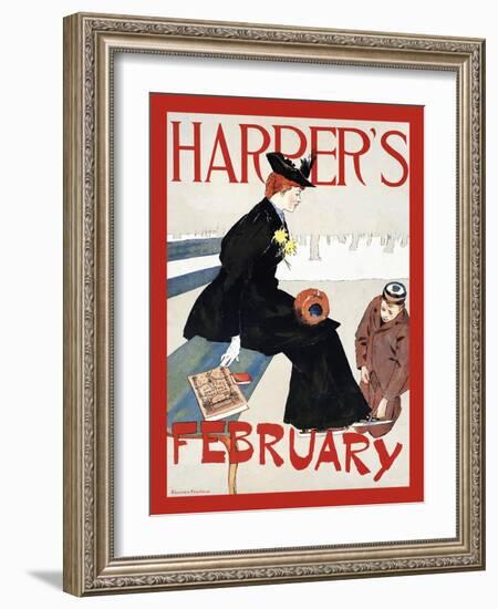 Harper's February-Edward Penfield-Framed Art Print