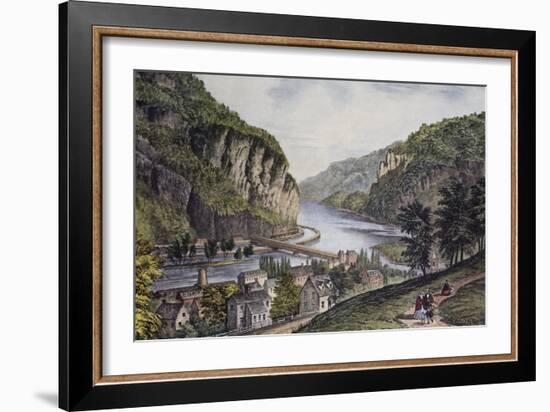 Harper's Ferry (From the Potomac Side)-Currier & Ives-Framed Giclee Print