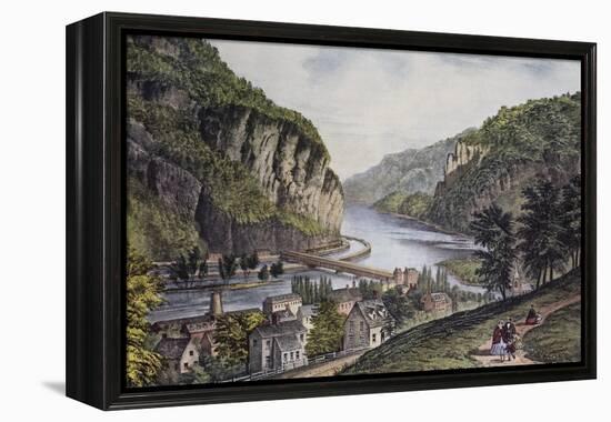 Harper's Ferry (From the Potomac Side)-Currier & Ives-Framed Premier Image Canvas