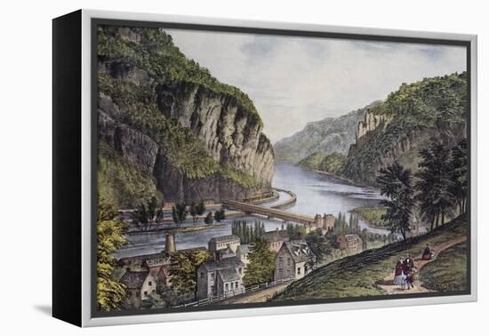 Harper's Ferry (From the Potomac Side)-Currier & Ives-Framed Premier Image Canvas