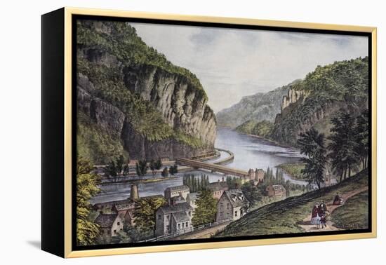 Harper's Ferry (From the Potomac Side)-Currier & Ives-Framed Premier Image Canvas