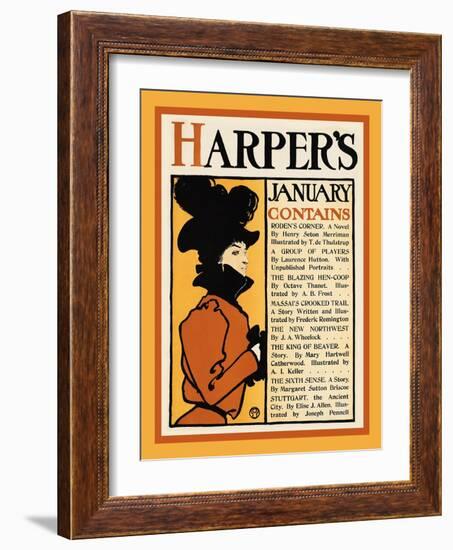 Harper's January - Roden's Corner-Edward Penfield-Framed Art Print