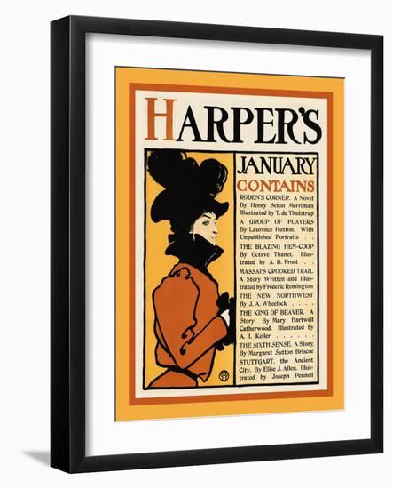 Harper's January - Roden's Corner-Edward Penfield-Framed Art Print