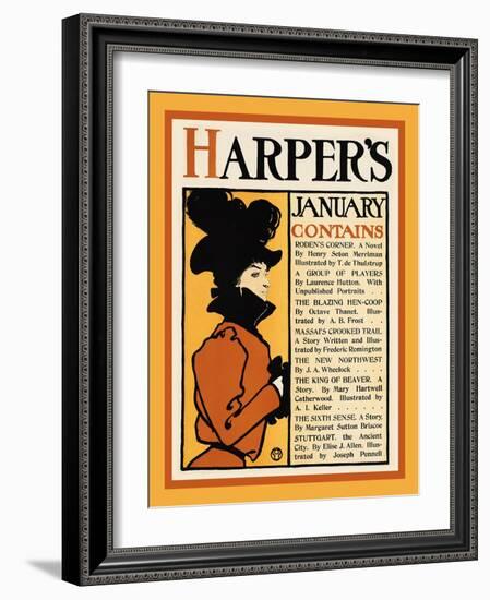 Harper's January - Roden's Corner-Edward Penfield-Framed Art Print