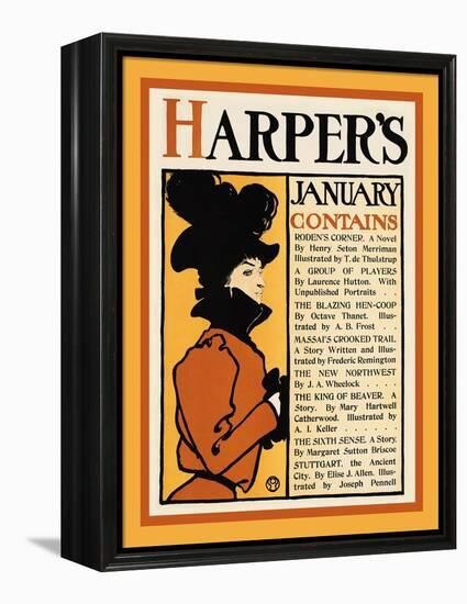 Harper's January-Roden's Corner-Edward Penfield-Framed Stretched Canvas