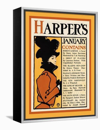 Harper's January-Roden's Corner-Edward Penfield-Framed Stretched Canvas