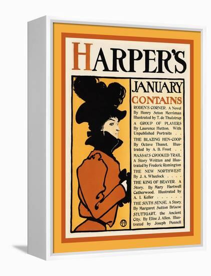 Harper's January-Roden's Corner-Edward Penfield-Framed Stretched Canvas