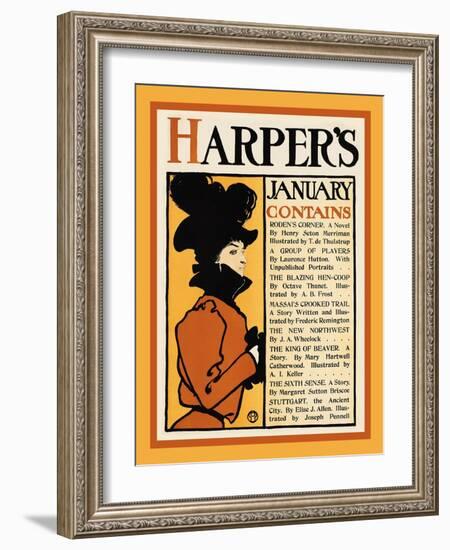 Harper's January-Roden's Corner-Edward Penfield-Framed Art Print