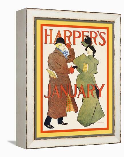 Harper's January-Edward Penfield-Framed Stretched Canvas