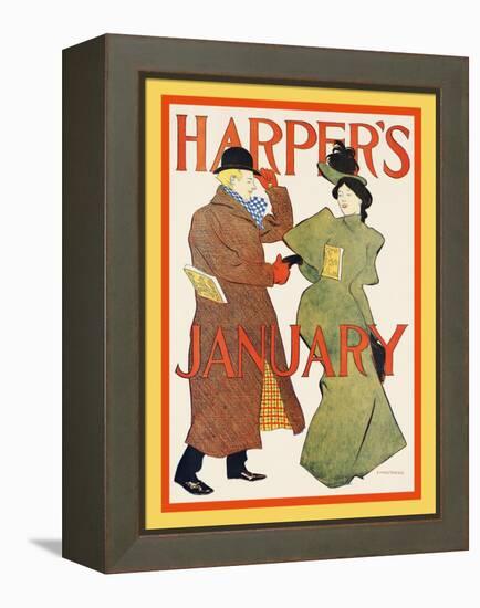 Harper's January-Edward Penfield-Framed Stretched Canvas