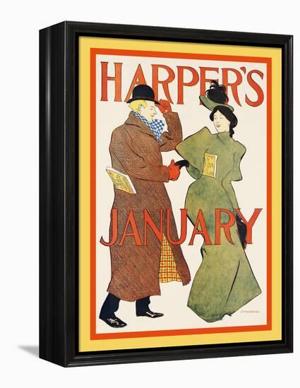 Harper's January-Edward Penfield-Framed Stretched Canvas