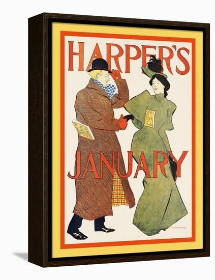 Harper's January-Edward Penfield-Framed Stretched Canvas