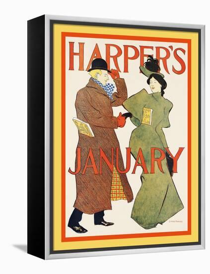 Harper's January-Edward Penfield-Framed Stretched Canvas