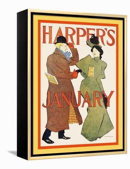 Harper's January-Edward Penfield-Framed Stretched Canvas