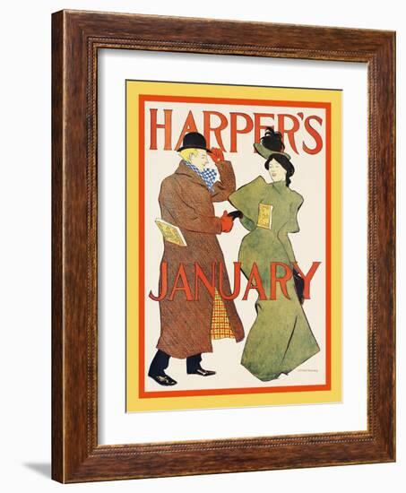 Harper's January-Edward Penfield-Framed Art Print
