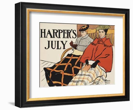Harper's July-Edward Penfield-Framed Premium Giclee Print