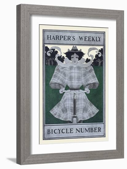 Harper's Weekly Bicycle Number-Maxfield Parrish-Framed Art Print