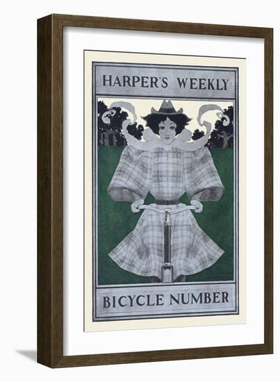 Harper's Weekly Bicycle Number-Maxfield Parrish-Framed Art Print