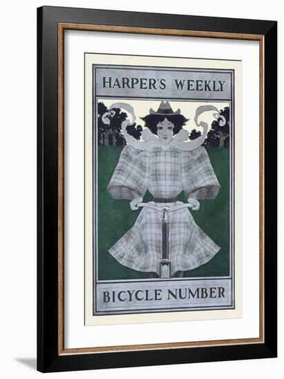 Harper's Weekly Bicycle Number-Maxfield Parrish-Framed Art Print