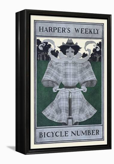 Harper's Weekly Bicycle Number-Maxfield Parrish-Framed Stretched Canvas