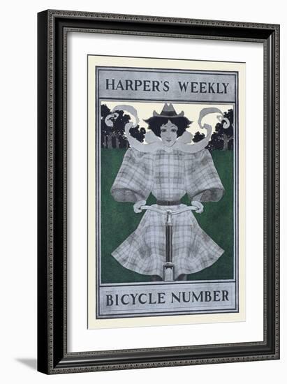 Harper's Weekly Bicycle Number-Maxfield Parrish-Framed Art Print