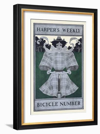 Harper's Weekly Bicycle Number-Maxfield Parrish-Framed Art Print