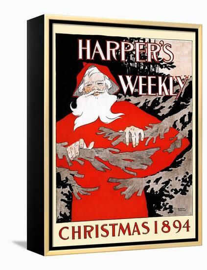 Harper's Weekly Christmas 1894-Edward Penfield-Framed Stretched Canvas