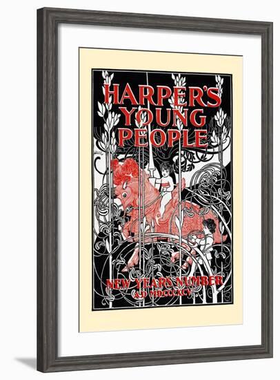 Harper's Young People, New Year's Number-Will Bradley-Framed Art Print