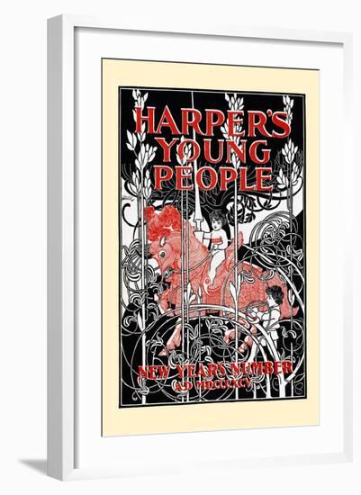 Harper's Young People, New Year's Number-Will Bradley-Framed Art Print