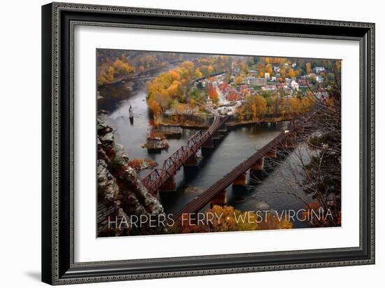 Harpers Ferry, West Virginia - Birds Eye View-Lantern Press-Framed Art Print