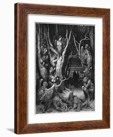 Harpies, Illustration from "The Divine Comedy" by Dante Alighieri Paris, Published 1885-Gustave Doré-Framed Giclee Print