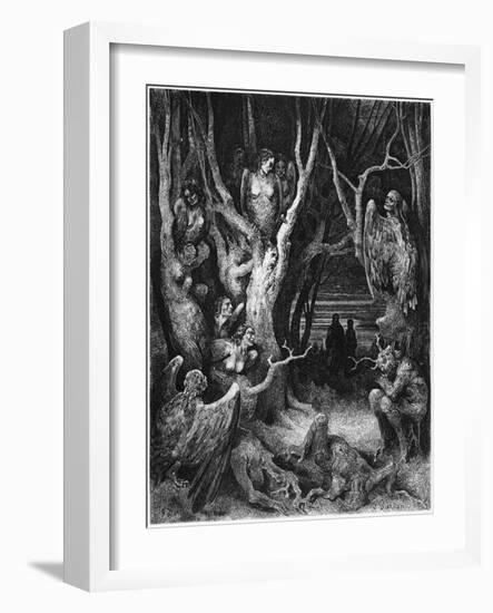 Harpies, Illustration from "The Divine Comedy" by Dante Alighieri Paris, Published 1885-Gustave Doré-Framed Giclee Print