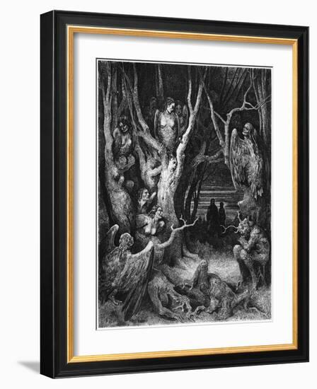 Harpies, Illustration from "The Divine Comedy" by Dante Alighieri Paris, Published 1885-Gustave Doré-Framed Giclee Print