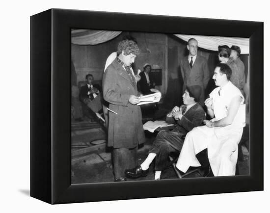 Harpo, Chico and Groucho Marx on the Set of Mgm's Movie, a Day at the Races-null-Framed Stretched Canvas