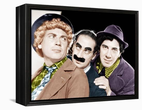 Harpo Marx, Groucho Marx, Chico Marx, MGM portrait, ca. 1940-null-Framed Stretched Canvas