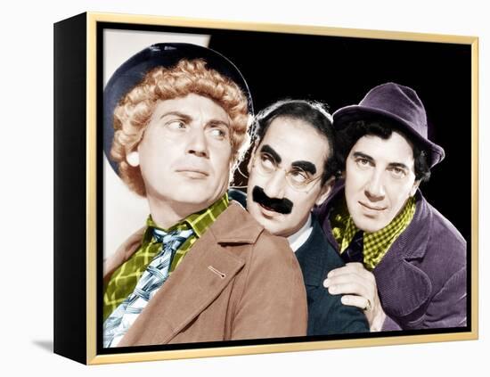 Harpo Marx, Groucho Marx, Chico Marx, MGM portrait, ca. 1940-null-Framed Stretched Canvas