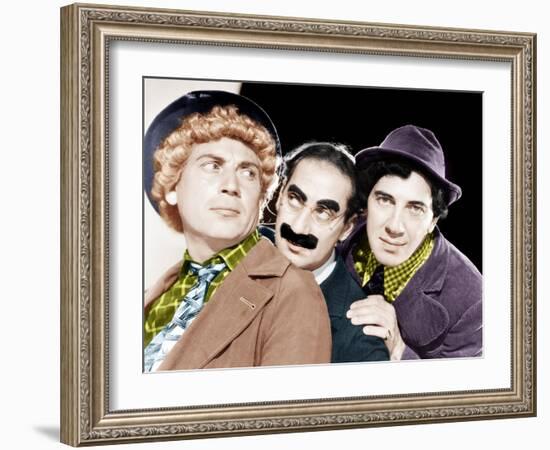 Harpo Marx, Groucho Marx, Chico Marx, MGM portrait, ca. 1940-null-Framed Photo