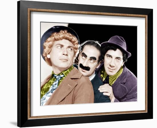 Harpo Marx, Groucho Marx, Chico Marx, MGM portrait, ca. 1940-null-Framed Photo