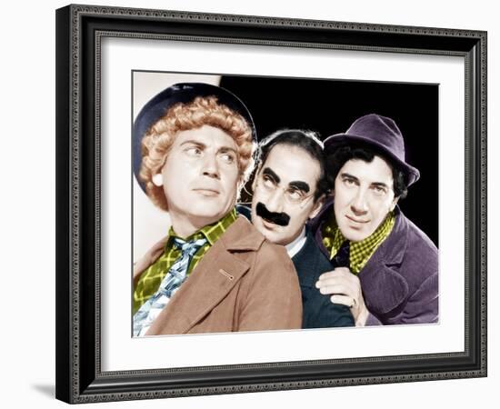 Harpo Marx, Groucho Marx, Chico Marx, MGM portrait, ca. 1940-null-Framed Photo