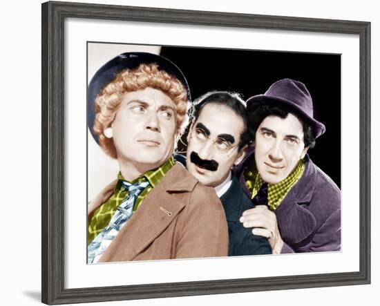 Harpo Marx, Groucho Marx, Chico Marx, MGM portrait, ca. 1940-null-Framed Photo